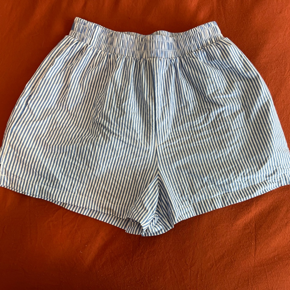 NA-KD perfect condition blue pinstripe boxer shorts